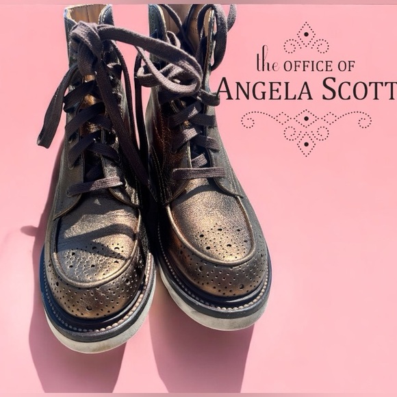The Office of Angela Scott Mr. Ryan Boots Copper Bronze Size 37.5 EUC - Picture 1 of 10